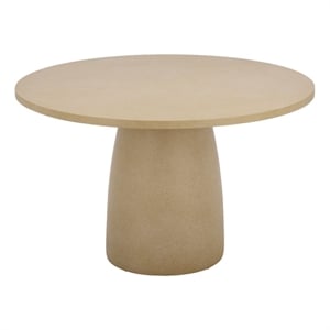 Pemberly Row Contemporary Round Polystone Dining Table in Beige