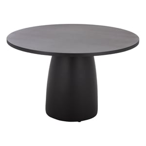 Pemberly Row Contemporary Round Polystone Dining Table in Black