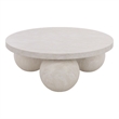 Pemberly Row 3-Ball Round Polystone Coffee Table in Smoke Finish