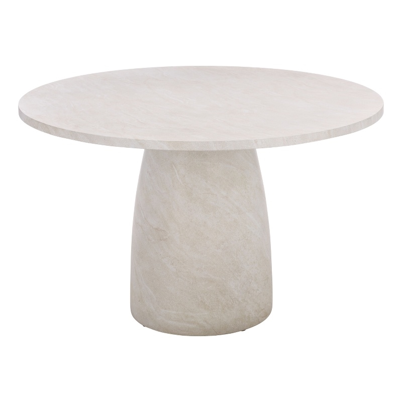 Pemberly Row Contemporary Round Polystone Dining Table in Smoke