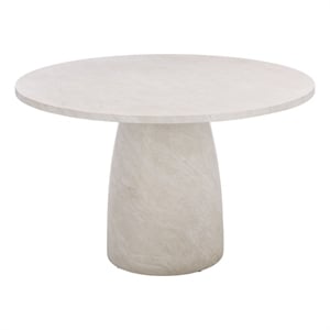 Pemberly Row Contemporary Round Polystone Dining Table in Smoke