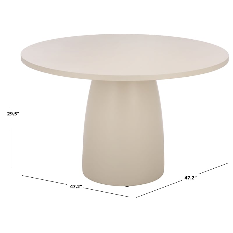 Pemberly Row Round Polystone Contemporary Dining Table in Soft Ivory