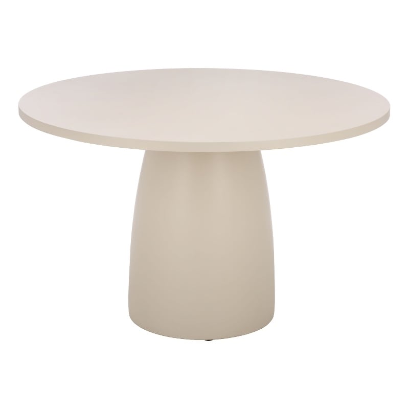 Pemberly Row Round Polystone Contemporary Dining Table in Soft Ivory