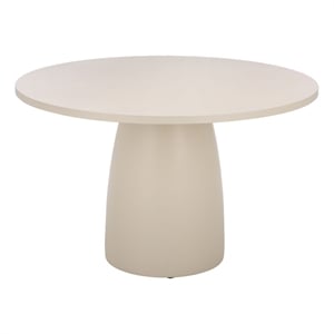 Pemberly Row Round Polystone Contemporary Dining Table in Soft Ivory
