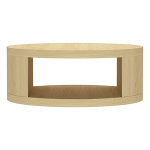 Pemberly Row 36&quot Round Coffee Table with Open Storage in Natural Oak