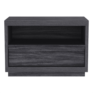 Pemberly Row 32&quot 1-Drawer Nightstand with Shelf in Charcoal Gray
