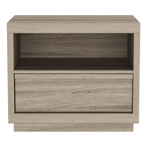 Pemberly Row 26&quot 1-Drawer Nightstand with Open Shelf in Natural Oak