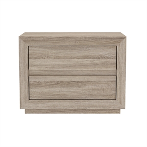 Pemberly Row 32&quot 2-Drawer Handle-Less Nightstand in Natural Oak