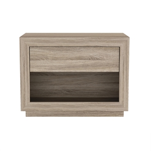 Pemberly Row 32&quot 1-Drawer Nightstand with Open Cubby in Natural Oak
