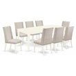 Pemberly Row 9-Piece Wood Dining Set with Upholstered Chairs in Linen White