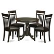 Pemberly Row 5-Piece Round Dining Set in Wood Cappuccino Finish