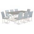 Pemberly Row 9-Piece Wood Dining Set in Linen White & Cement Finish
