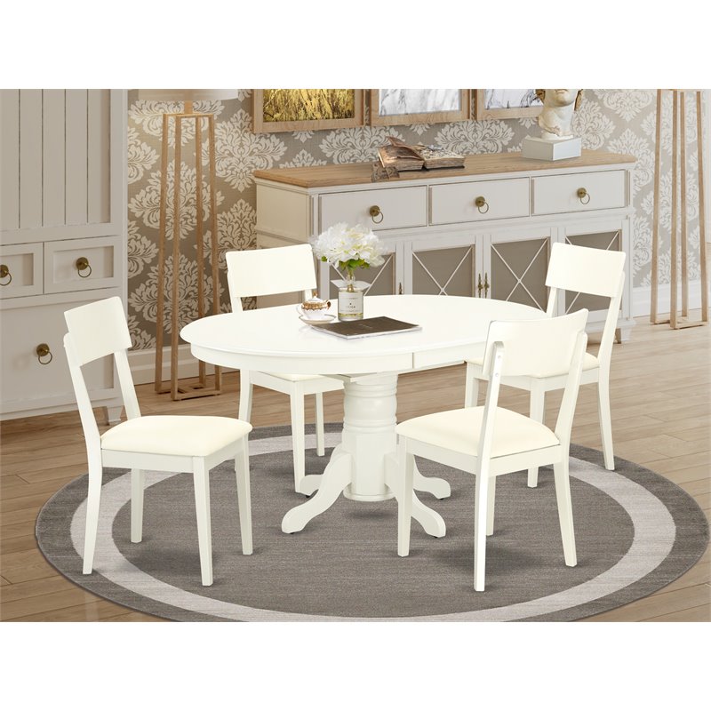 Pemberly Row 5-Piece Dining Set with Faux Leather Seats in White