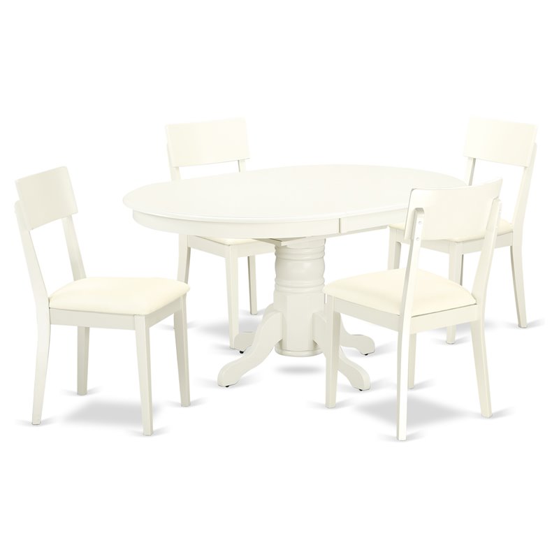 Pemberly Row 5-Piece Dining Set with Faux Leather Seats in White