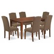 Pemberly Row 7-Piece Mahogany Wood Dining Set with Dark Coffee Chairs