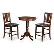 Pemberly Row 3-Piece Wood Dining Set with Bar Stools in Mahogany