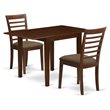 Pemberly Row 3-Piece Wooden Dining Set with Linen Seats in Mahogany