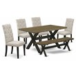 Pemberly Row X-Style 6-Piece Wood Dining Table Set in Black Finish