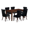 Pemberly Row 7-Piece Dining Table Set in Mahogany and Black Finish