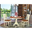 Pemberly Row 3-Piece Round Dining Table Set in Buttermilk and Cherry Finish