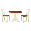 Pemberly Row 3-Piece Round Dining Table Set in Buttermilk and Cherry Finish