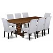Pemberly Row 9-Piece Rectangular Wood Dining Set in Walnut and Gray