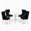 Pemberly Row 5-Piece Dining Set with Rubber Wood Table in Linen White