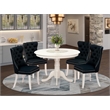 Pemberly Row 5-Piece Dining Set with Rubber Wood Table in Linen White