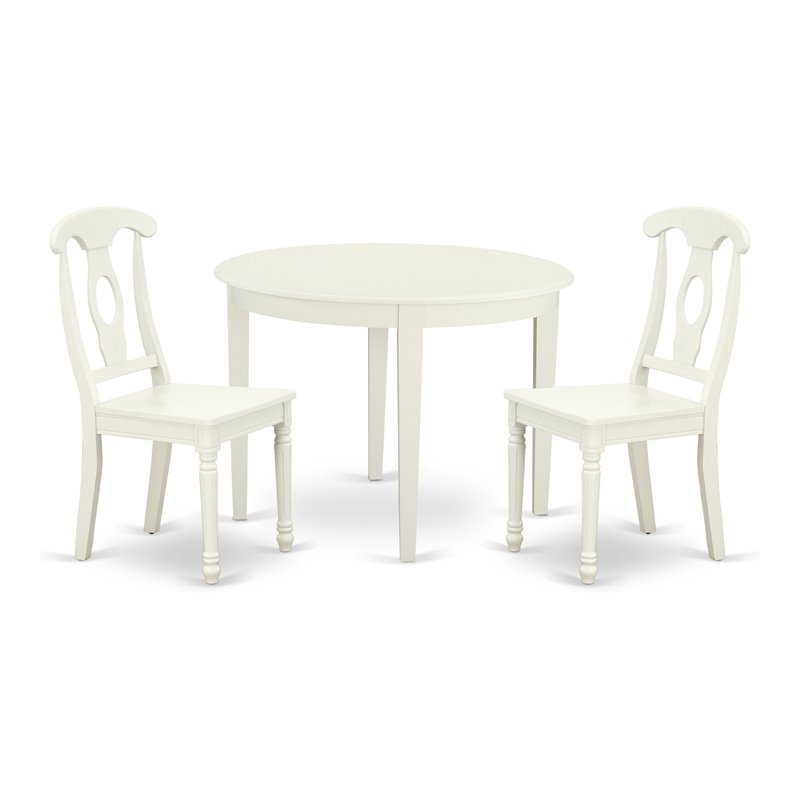Pemberly Row 3-Piece Wood Dining Table and Chairs in Linen White Finish
