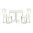Pemberly Row 3-Piece Wood Dining Table and Chairs in Linen White Finish