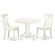 Pemberly Row 3-Piece Round Dining Table Set in Linen White Finish