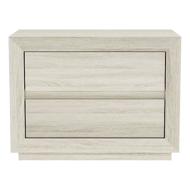 Pemberly Row 32 Inch 2-Drawer Nightstand in Whitewashed Oak Laminate