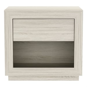 Pemberly Row 26 Inch 1-Drawer Nightstand in Whitewashed Oak Laminate