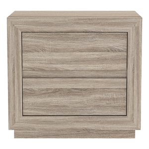 Pemberly Row 26 Inch 2-Drawer Nightstand in Natural Oak Wood Grain Laminate