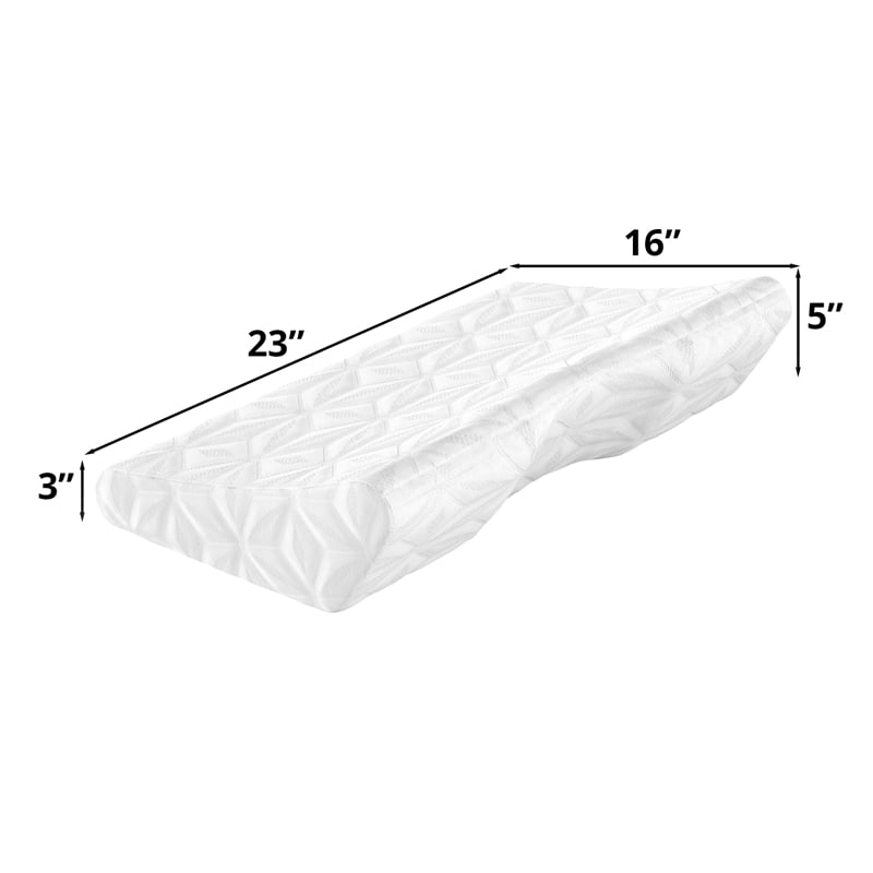 Pemberly Row White Memory Foam Cervical Contour Pillow for Neck Pain