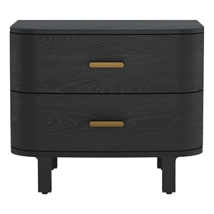 Pemberly Row 30 Inch Wood 2-Drawer Nightstand in Black Oak Veneer Finish
