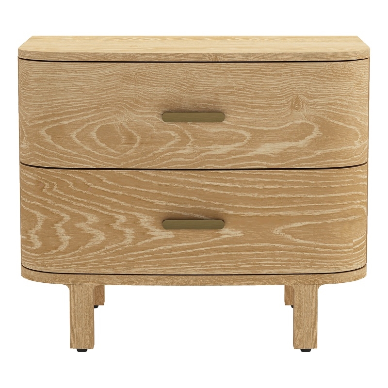 Pemberly Row 30 Inch Wood 2-Drawer Nightstand in Natural Oak Veneer Finish