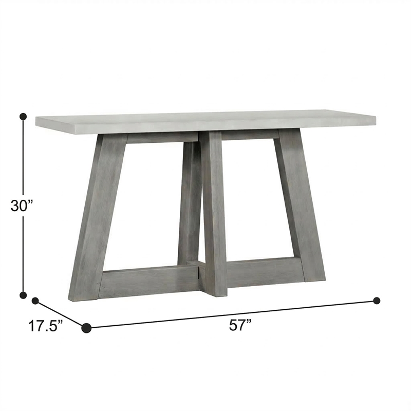 Pemberly Row 57 Inch Console Table with Concrete Top and Acacia Base