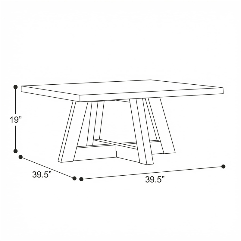 Pemberly Row 39 Inch Coffee Table with Concrete Top and Acacia Frame
