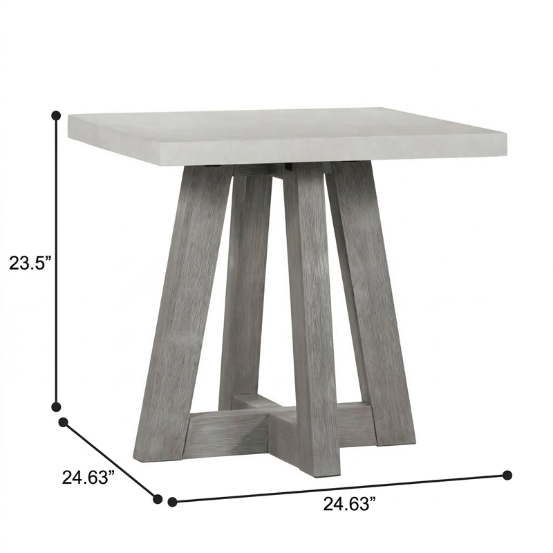 Pemberly Row 24 Inch Accent Table with Concrete Top and Acacia Wood Base
