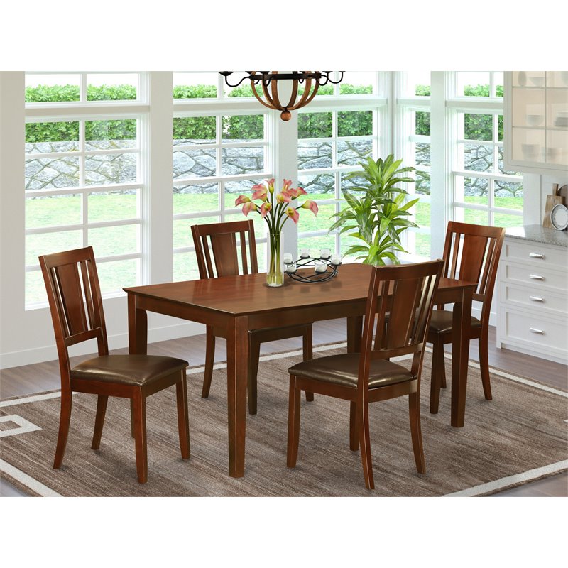 Pemberly Row 5-Piece Wood Dining Table Set with Chairs in Mahogany