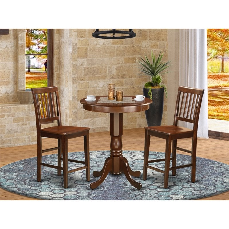 Pemberly Row 3-Piece Wood Counter Height Dining Set in Mahogany