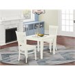 Pemberly Row 3-Piece Linen White Wood Dining Set with Slatted Back