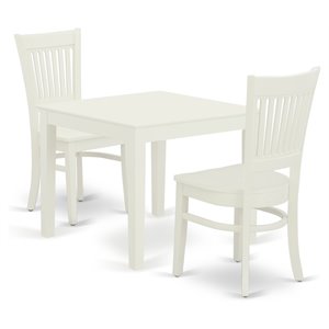 Pemberly Row 3-Piece Linen White Wood Dining Set with Slatted Back