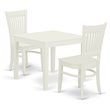 Pemberly Row 3-Piece Linen White Wood Dining Set with Slatted Back