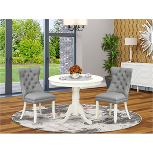 Pemberly Row 3-Piece Dining Set with Faux Leather Seats in Linen White