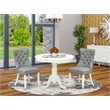 Pemberly Row 3-Piece Dining Set with Faux Leather Seats in Linen White