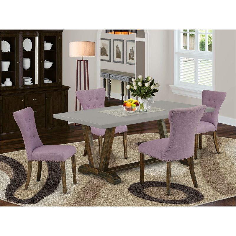 Pemberly Row 5-Piece Wood Dining Set in Distressed Jacobean Finish