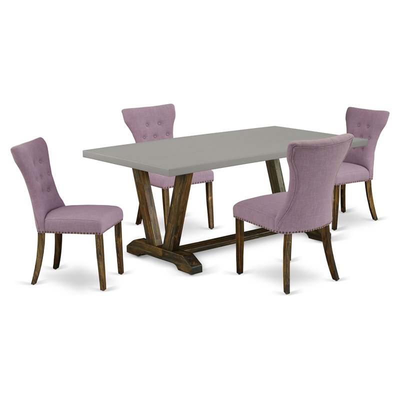 Pemberly Row 5-Piece Wood Dining Set in Distressed Jacobean Finish