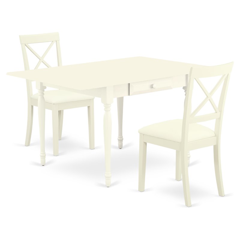 Pemberly Row 3-Piece Dining Set with X-Back Chairs in Linen White
